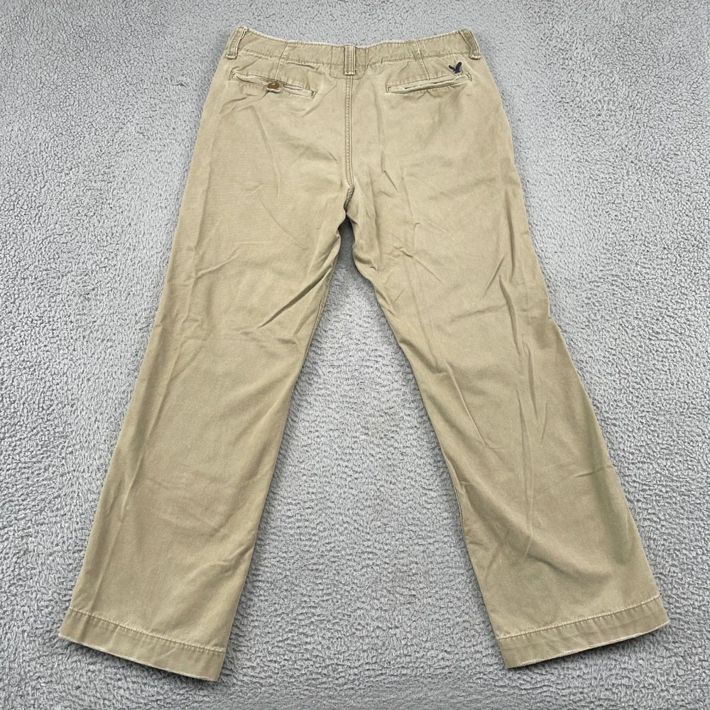 American Eagle Pants Mens 34x32 Tan AE Khaki Straight Distressed Chino Cotton